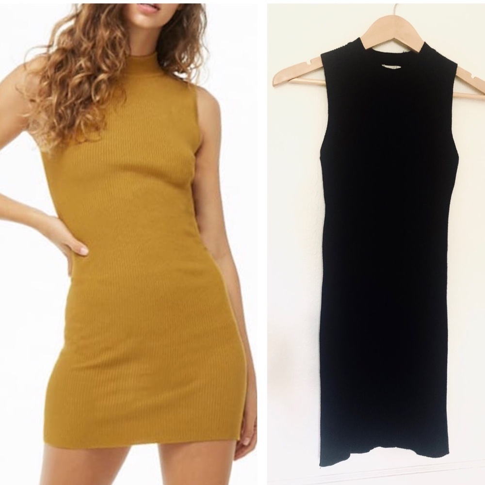 Forever 21 Black Ribbed Mock Neck Dress